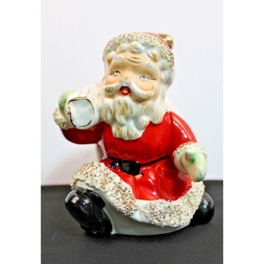 Vintage Santa Claus St Nick Kris Kringle With Bag Bank Figurine Ucagco Porcelain